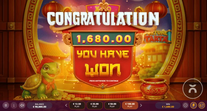 Fortune Tarta - totale winst na afloop van de gratis spins